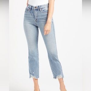Good American Good Curve Straight Fray Hem Jeans in Blue313 size 8/29